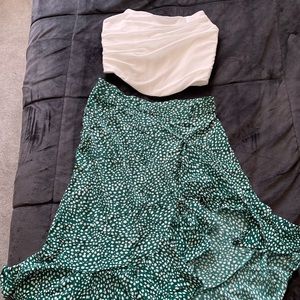 Crop Top Zip Back and ruffle skirt